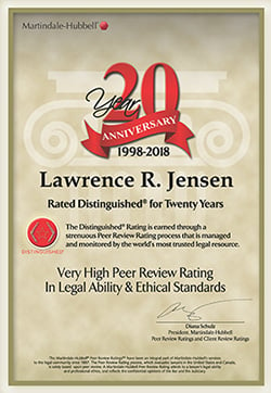 Martindale-Hubbell | 20 Year Anniversary 1998-2018 | Lawrence R. Jensen